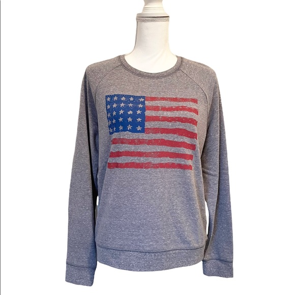 Lucky Brand Sweaters - Lucky Brand American Flag Women’s Casual Comfortable Gray Sweatshirt Size Small
